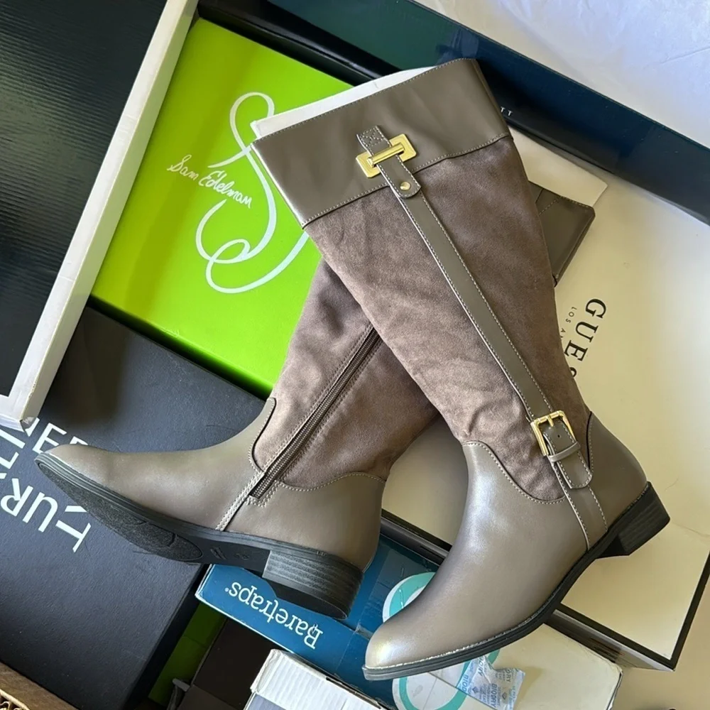 Karen Scott Deliee Wide-Calf Riding Boots Stone (WIDE CALF)